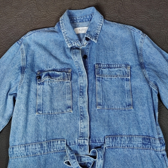 Kancan Virginia Button Down Denim Shirt Dress Belt  Pockets Women's XL Blue - Picture 6 of 14